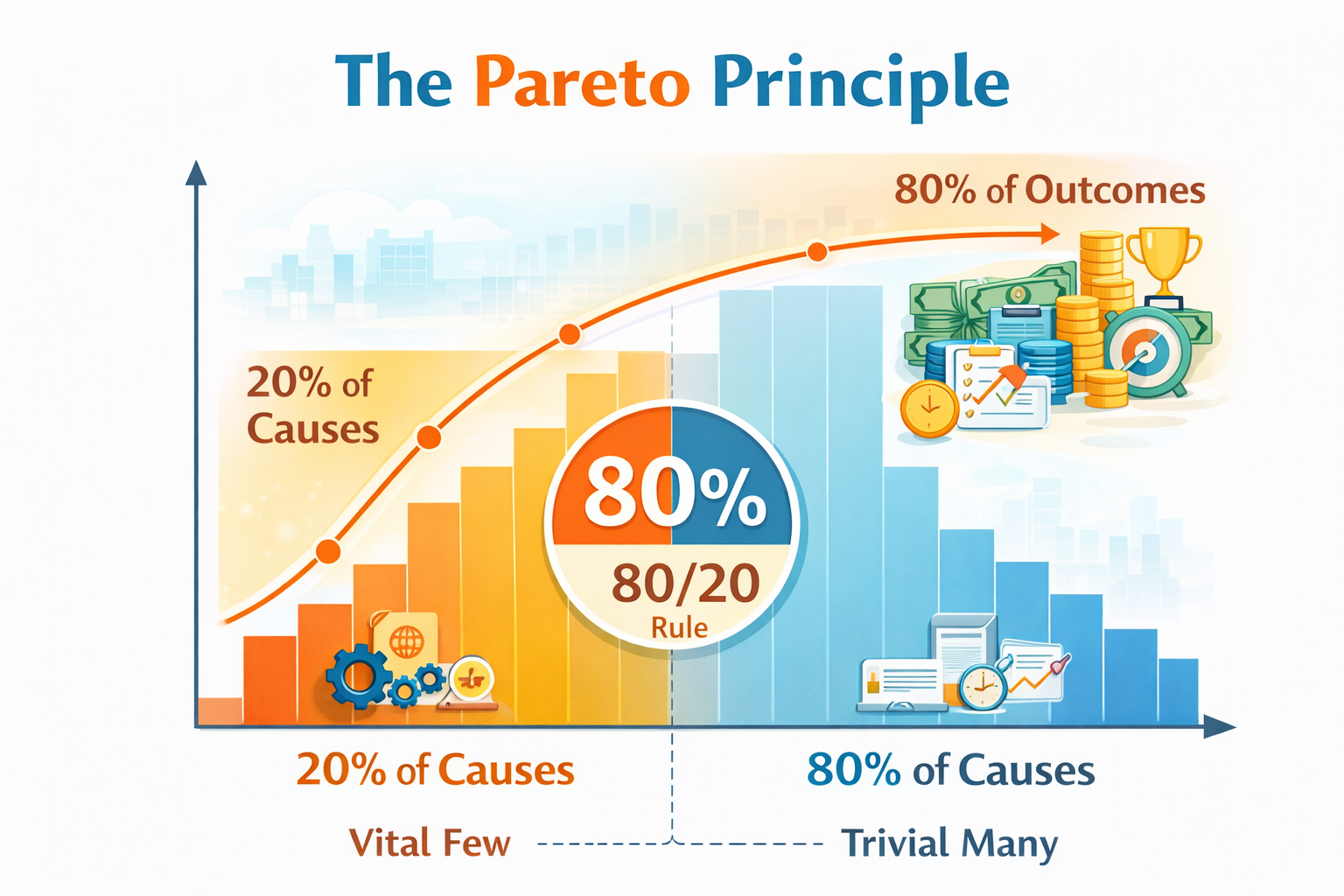 Pareto chart and 80/20 principle