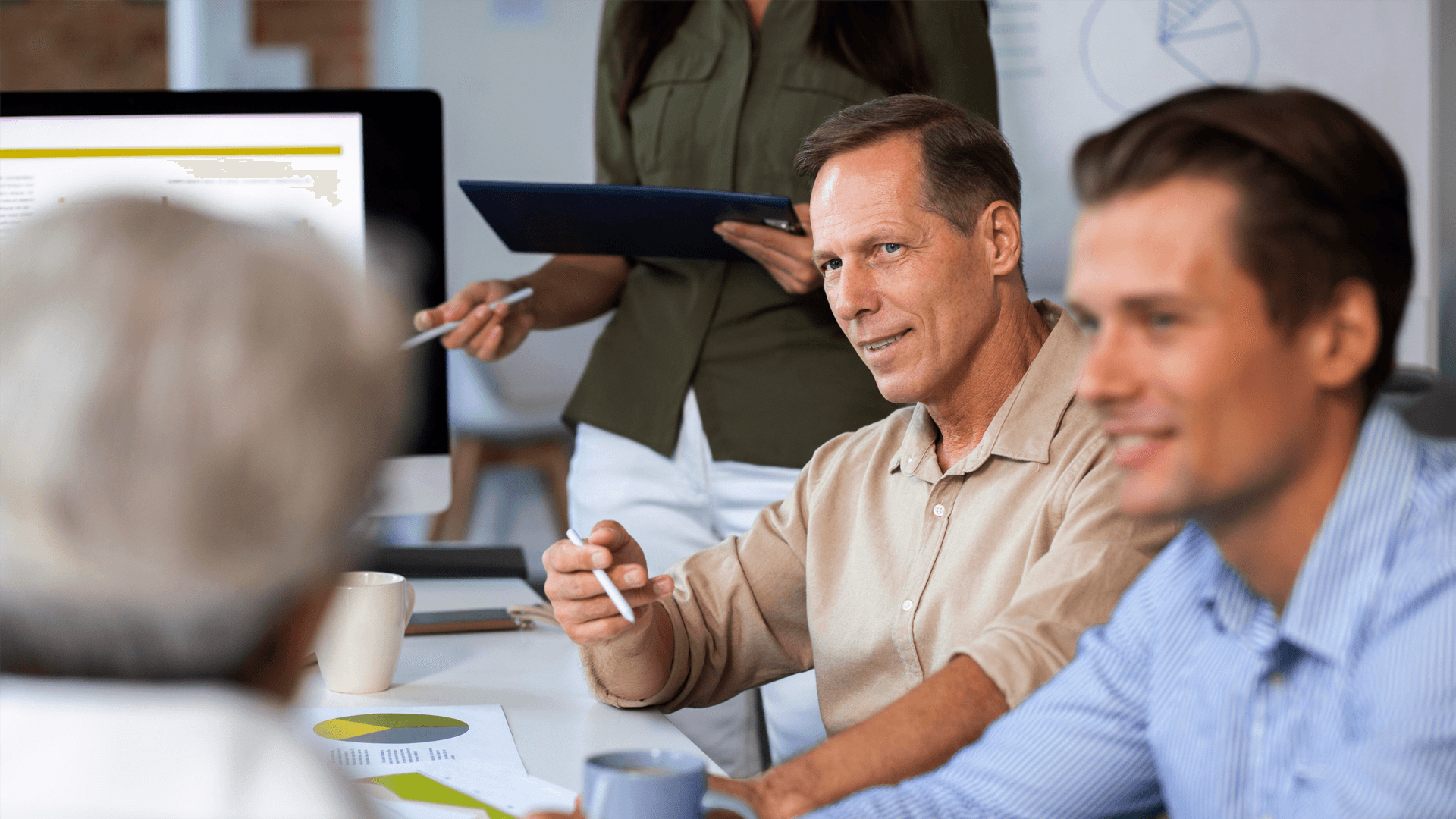 Professional consultants working on project management strategy