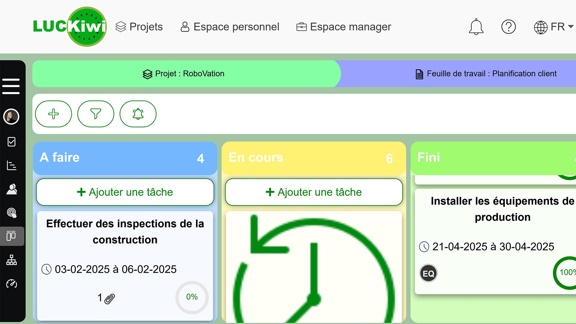 Interface des dates d'échéance avec calendrier et rappels de tâches
